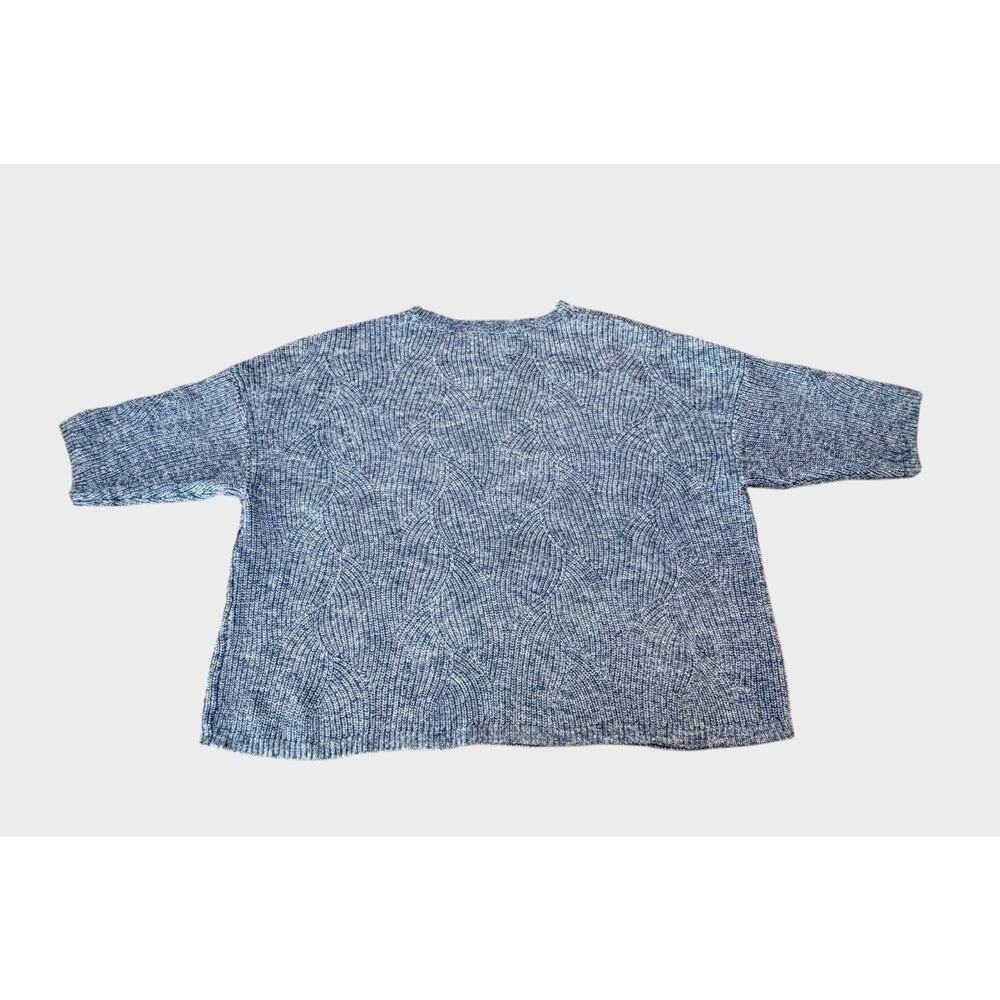 J.Jill Cropped Sweater Women's Size M Blue Gray Half Sleeve "oversized" Knitted